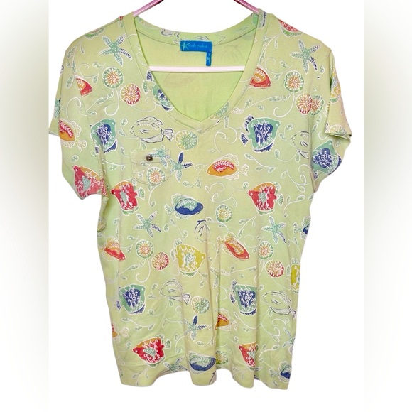 Fresh Produce Large Women’s Lime Tropical Print Top - Picture 1 of 5